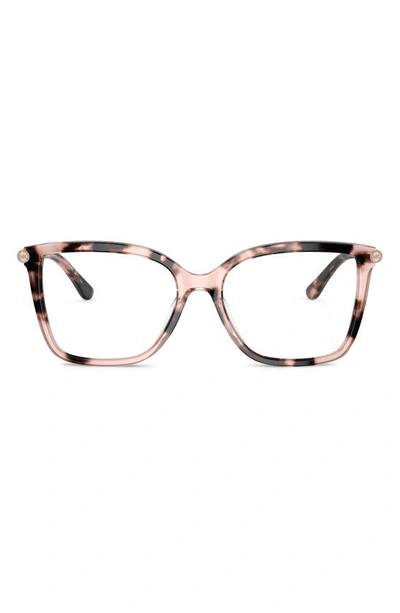 Michael Kors Shenandoah 53mm Square Optical Glasses In Pink Tortoise