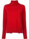 Sacai Pleated Back Turtleneck Sweater In Red