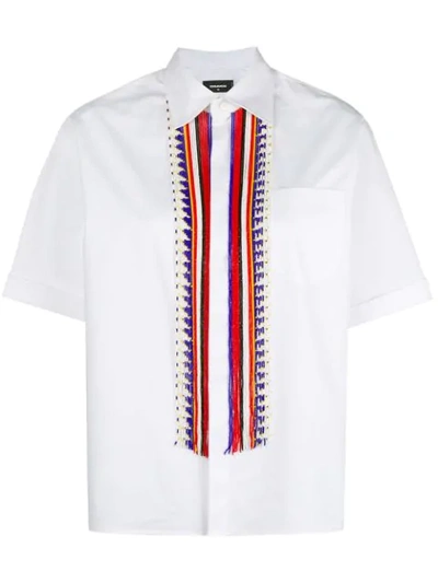 Dsquared2 Beaded Half Sleeve Shirt In White