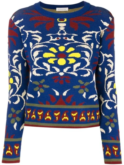 Miahatami Floral Embroidered Sweater - Blue