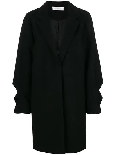 Victoria Victoria Beckham Ruffled Coat In Black