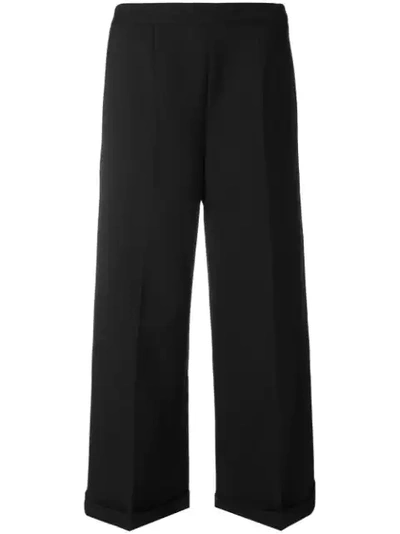 Mm6 Maison Margiela Tailored Wide Leg Cropped Trousers In Black