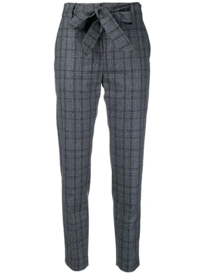 Eleventy Checked Belted Trousers - Grey