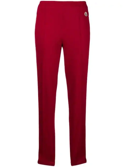 Moncler Slim Side Stripe Joggers In Red