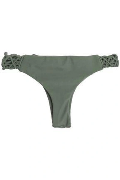 Mikoh Woman Macramé-trimmed Low-rise Bikini Briefs Army Green