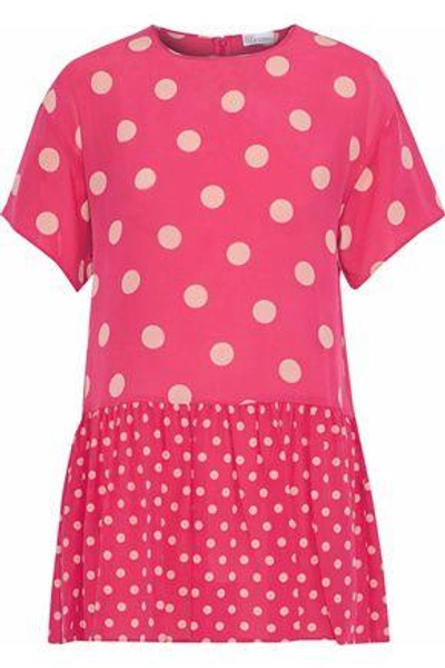 Red Valentino Polka-dot Silk Crepe De Chine Mini Dress In Pink