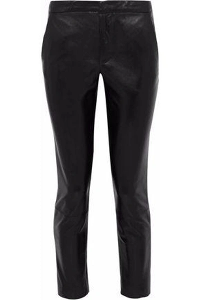 Red Valentino Redvalentino Woman Cropped Leather Skinny Pants Black