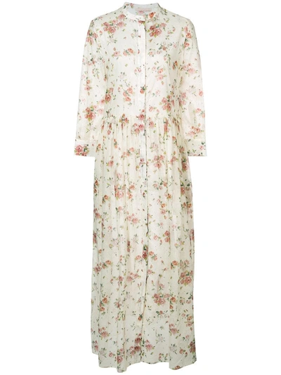Brock Collection Floral Print Long Shirt Dress - Nude & Neutrals