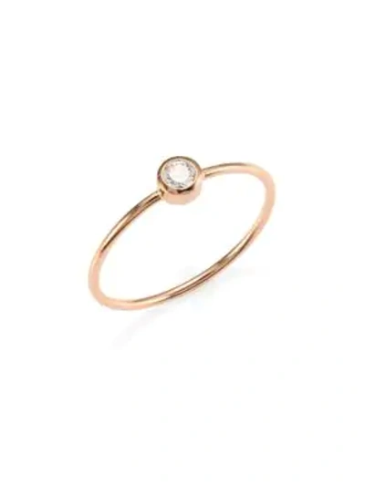 Ginette Ny Lonely Diamond 18k Rose Gold Ring