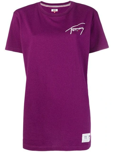 Tommy Jeans Signature Tee - Purple In Pink