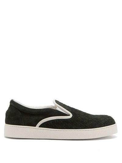 Bottega Veneta Dodger Intrecciato Suede Slip-on Trainers In Green