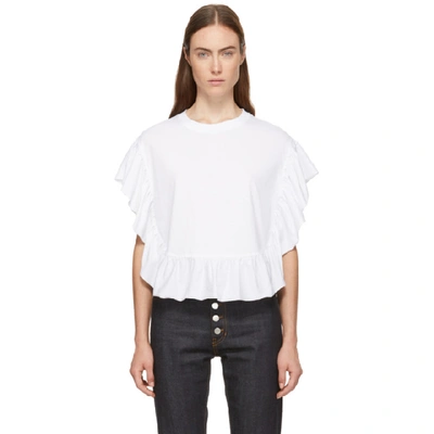 See By Chloé See By Chloe White Ruffle T-shirt In White Powder