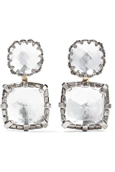 Larkspur & Hawk Sadie Rhodium-dipped Quartz Earrings In Silver