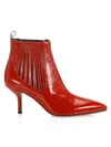 Diane Von Furstenberg Mollo Patent Leather Ankle Boots In Cherry