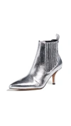 Diane Von Furstenberg Mollo Metallic Leather Ankle Boots In Silver