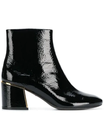 Tory Burch Gold-tone Appliqué Ankle Boots In Black
