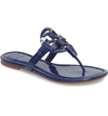 Tory Burch Miller Medallion Patent Leather Flat Thong Sandals In Bright Indigo
