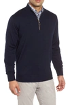 Peter Millar Men's Crown Soft Leather-trim Half-zip Sweater In Navy