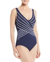 Gottex Embrace Surplice Striped One-piece Swimsuit In Multi