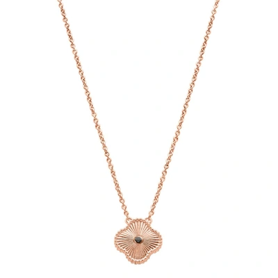 Adornia Beveled Flower Necklace Rose Gold In Pink