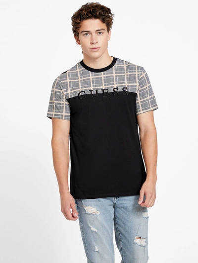 Guess Factory Eco Davion Plaid Logo Tee In Black