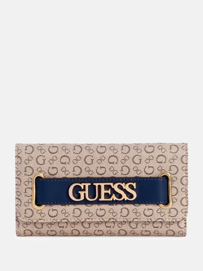 Guess Factory Creswell Logo Slim Clutch Wallet In Grey
