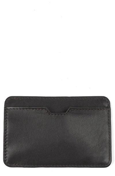 Bosca Pull-up Leather Card Case In Gray