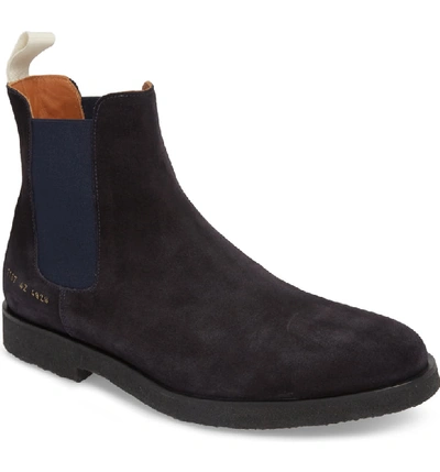 Common Projects Men's Calf Suede Chelsea Boots, Navy In Navy Suede
