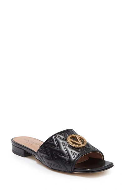 Valentino By Mario Valentino Afrodite Logo Slide Sandal In Black