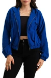 Blu Pepper Corduroy Zip-up Hooded Jacket In Royal Blue