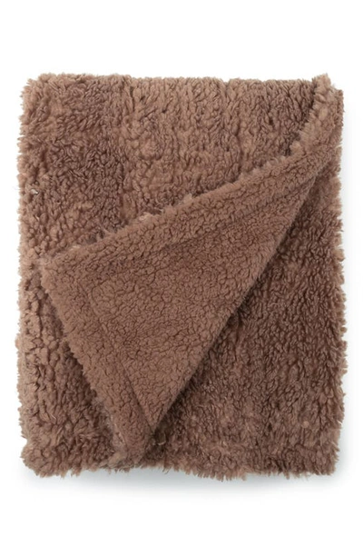 Northpoint Cozy Faux Fur Throw Blanket In Teak