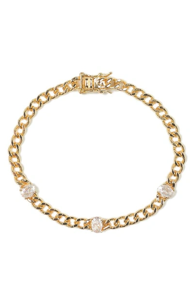Sterling Forever Isabella Cz Chain Bracelet In Gold
