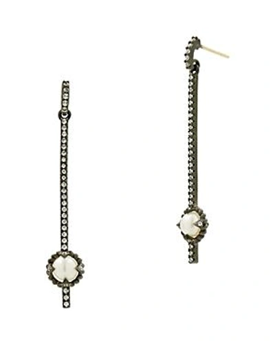 Freida Rothman Cultured Freshwater Pearl Textured Linear Drop Earrings In Black