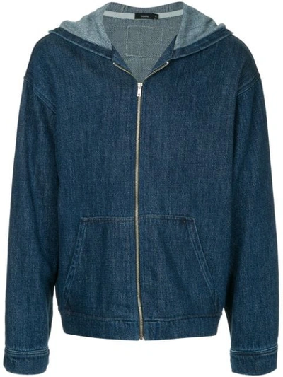 Bassike Zipped Hooded Sweatshirt - Blue