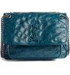 Saint Laurent Medium Niki Leather Shoulder Bag - Blue/green In Dark Turquoise