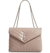 Saint Laurent Medium Loulou Calfskin Leather Shoulder Bag - Beige In Mink