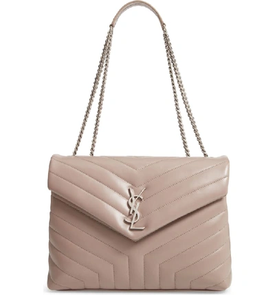 Saint Laurent Medium Loulou Calfskin Leather Shoulder Bag - Beige In Mink