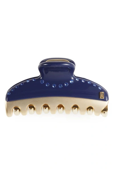 Alexandre De Paris Vendome Crystal Embellished Hair Clip In Navy Gold