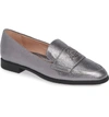 Taryn Rose Blossom Metallic Leather Loafers In Gunmetal Leather