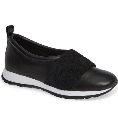 Taryn Rose Charlotte Slip-on Sneakers In Black Leather