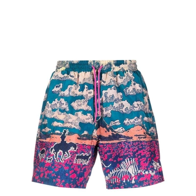 Icecream Cloud World Drawstring Swim Shorts In Clear Blue