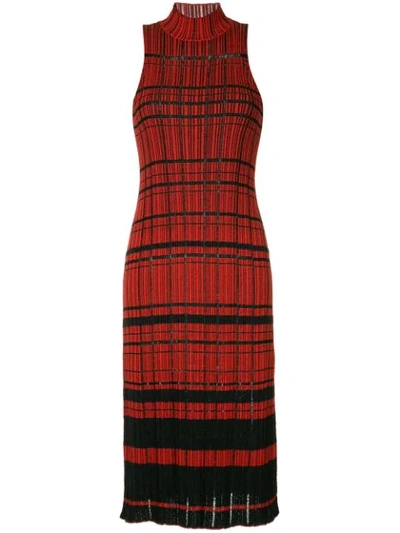 Proenza Schouler Sleeveless Stripe Knit Dress In Red