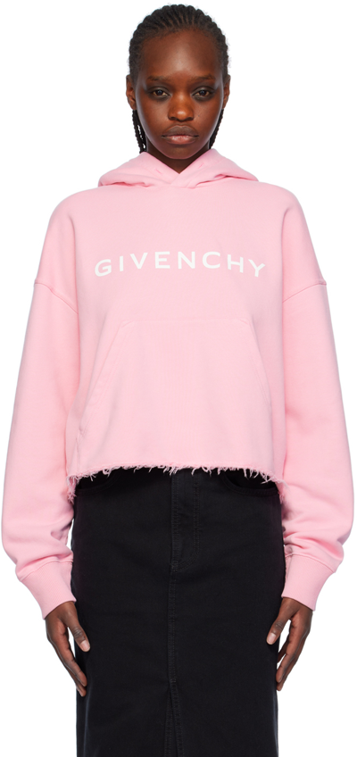 Givenchy Pink Cropped Hoodie In Flamingo