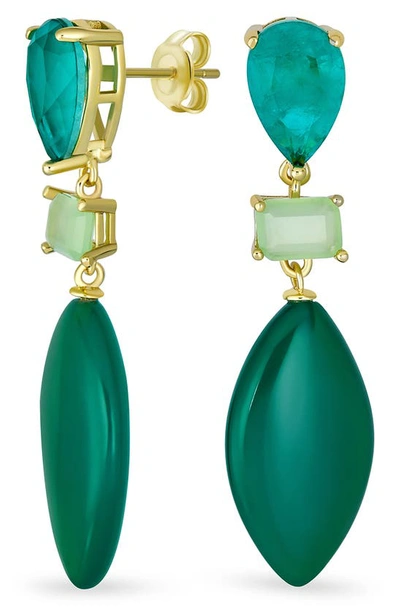 Bling Jewelry Geometric Amazonite Teardrop Earrings In Green