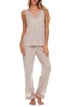 Flora Nikrooz Flora By  Franny Lace Trim Tank & Pants Pajamas In Beige