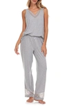 Flora Nikrooz Flora By  Franny Lace Trim Tank & Pants Pajamas In Heather Grey