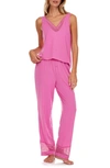 Flora Nikrooz Franny Lace Trim Tank & Pants Pajamas In Peony