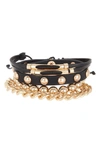 American Exchange Layered Bracelet In Gold/ Black