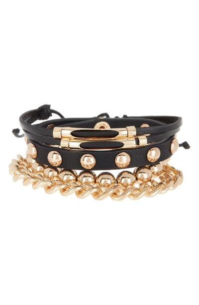 American Exchange Layered Bracelet In Gold/ Black