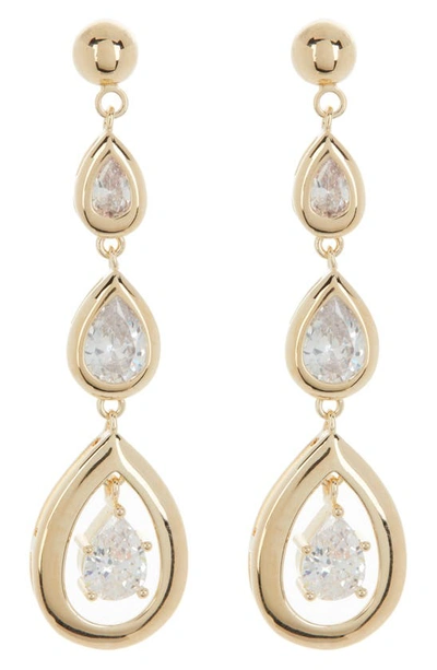 Sterling Forever Zara Cz Drop Earrings In Gold